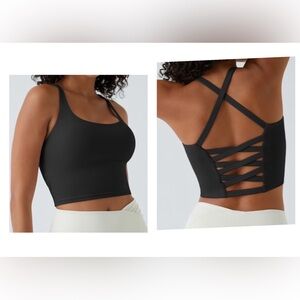 LazyShe Padded Sports Bras for Women - Strappy Spaghetti Strap Workout